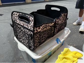 Leopard Print Collapsible Car Trunk Organizer