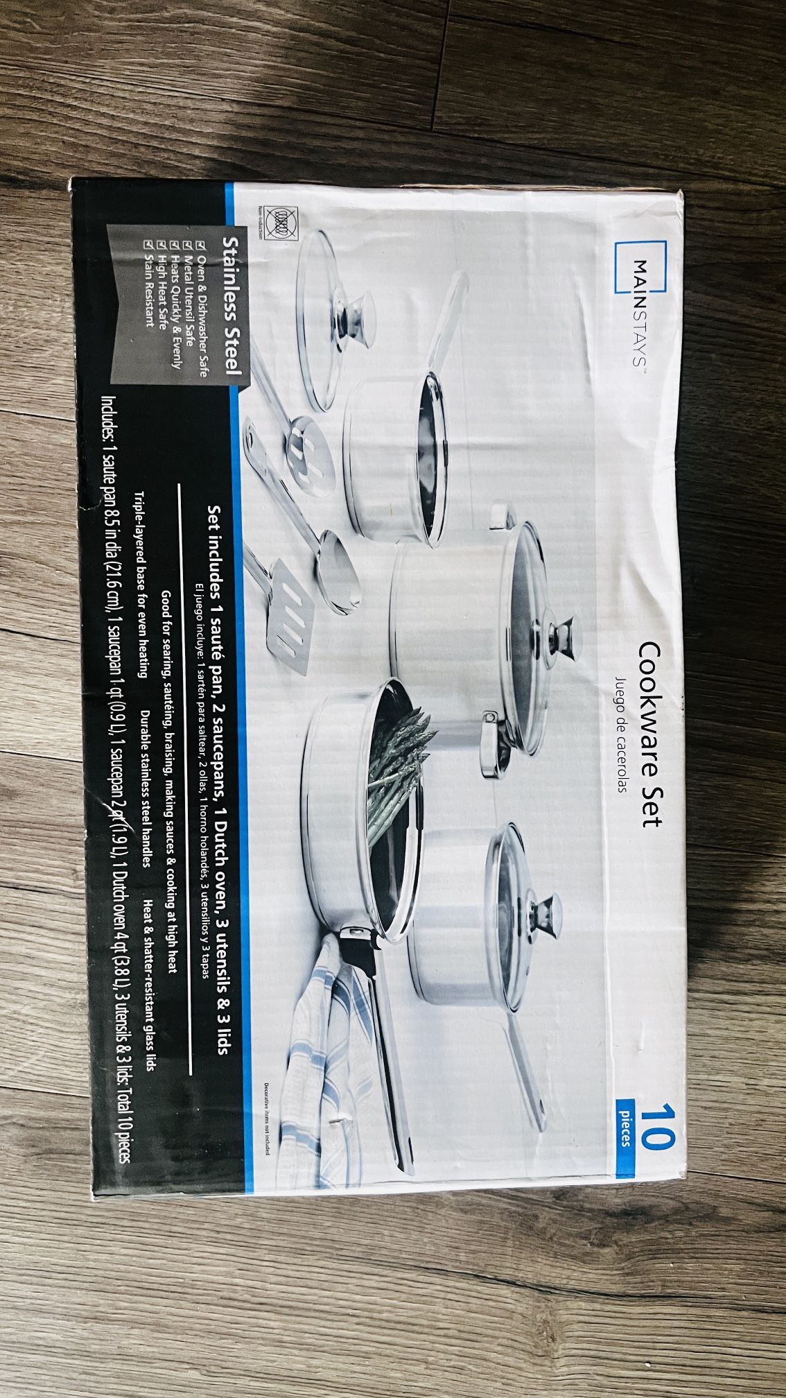 Mainstays Stainless Steel 10Pc Cookware set-Brand New