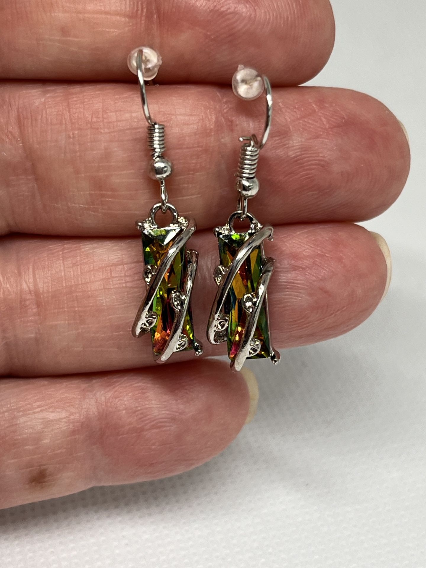 Cubic Zirconia Silver Multicolored Earrings