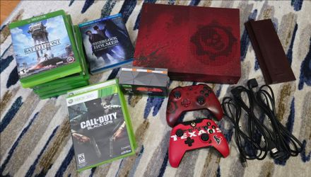 Microsoft Xbox One S Console 2TB Gears of War 4 Limited Edition Bundle Stand, Games, Movies, Controllers & All Cables