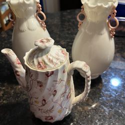 Lenox Vases and Spode Teapot