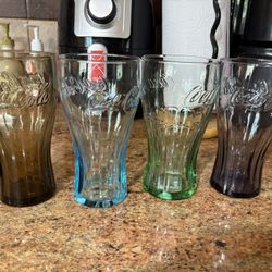 Vintage Colorful Set Of 4 Coca-Cola Glasses