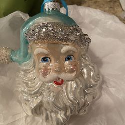 Hand blown Santa Ornament New 