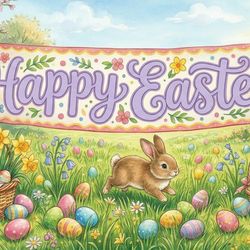 HAPPY EASTER 2ftx5ft BANNER – PERFECT FOR EVENTS, CHURCHES, & YARDS