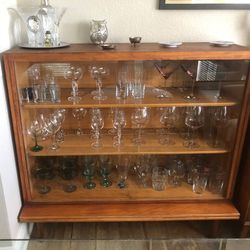 Cabinet with sliding glass doors - Mid Century Modern Style (Great as bar or china cabinet, display case, bookcase)