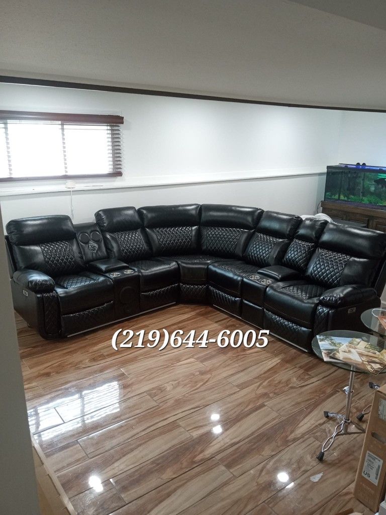 BLACK BRAND NEW MODERN POWER RECLINING SECTIONAL SAME DAY DELIVERY