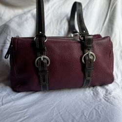 Coach Hampton Burgundy Pebbled Leather Carryall Bag F10887 | Silver Hardware | Authentic