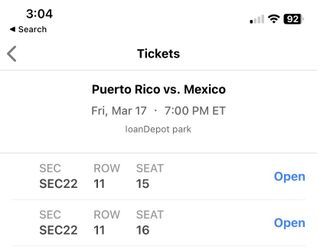 ⚾️🇵🇷 🇲🇽  World Baseball Classic  WBC - Puerto Rico vs Mexico 2 Tix🇵🇷 🇲🇽 ⚾️