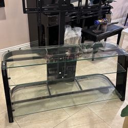 Flat Panel TV Mount Stand Glass Entertainment Center 