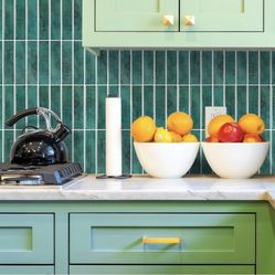 AdoDecor Peel And Stick Backsplash Tile. Turquoise Green 12”x 12” Finger Tiles (B)