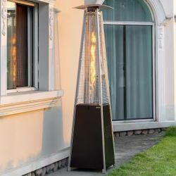 48000 BTU Pyramid Patio Heater for Outdoor Double Layer Stainless Steel Burner Triple Protection Sys