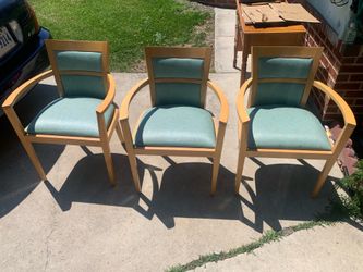 (3) Blue Spotted Chairs