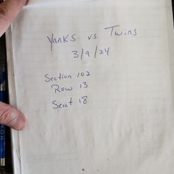 Yankee vs Twins 3/9 Ticket