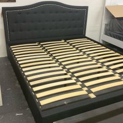 Grey Cal King Platform Bed With Storage Drawer Brand New Ready For Pickup Or Assembly 
