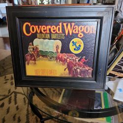 Crate Label Art Print, Covered Wagon 