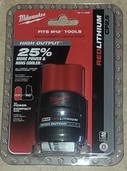 Milwaukee 48-11-2425 M12 REDLITHIUM HIGH OUTPUT CP2.5 Battery Pack Brand New Factory Sealed
