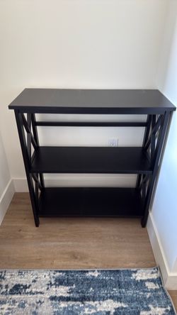 Black 3-Tier Bookshelf with X-Side Design