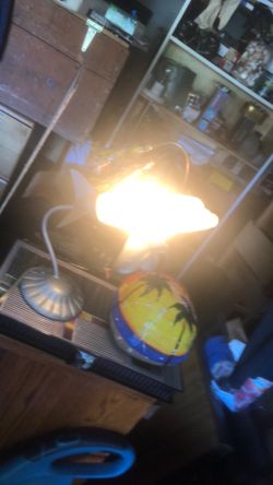 Art deco airplane desk light glass Metal lamp