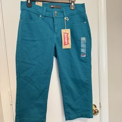 Women's Levis 529 Capri Cropped Jeans 10 Curvy Blue