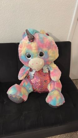 Large Rainbow Unicorn Sequin Plush Stuffed Animal