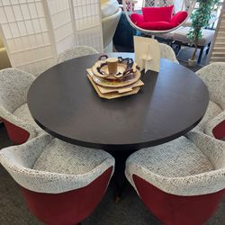 52" black finish dining table set