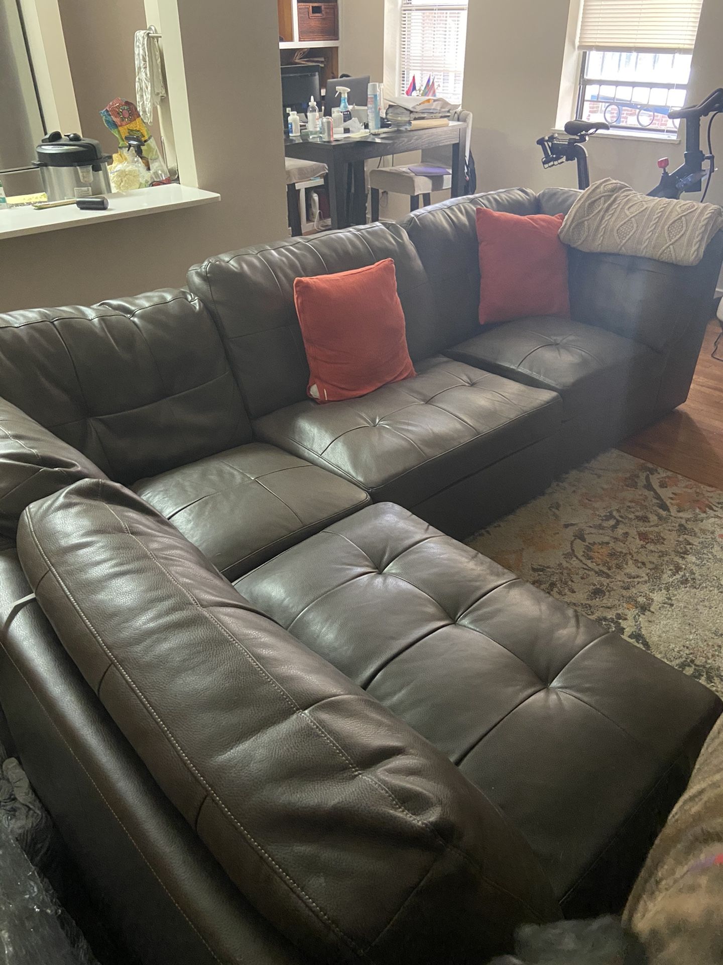 Faux leather sectional