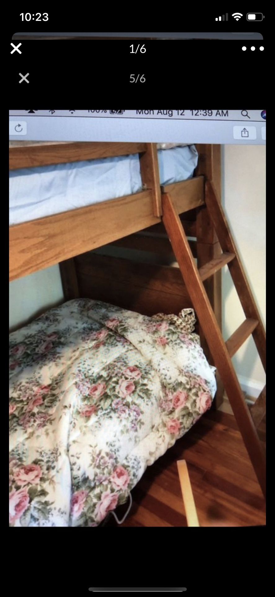 Vintage Twin Oak Bunk Bed with Ladder from ET Movie