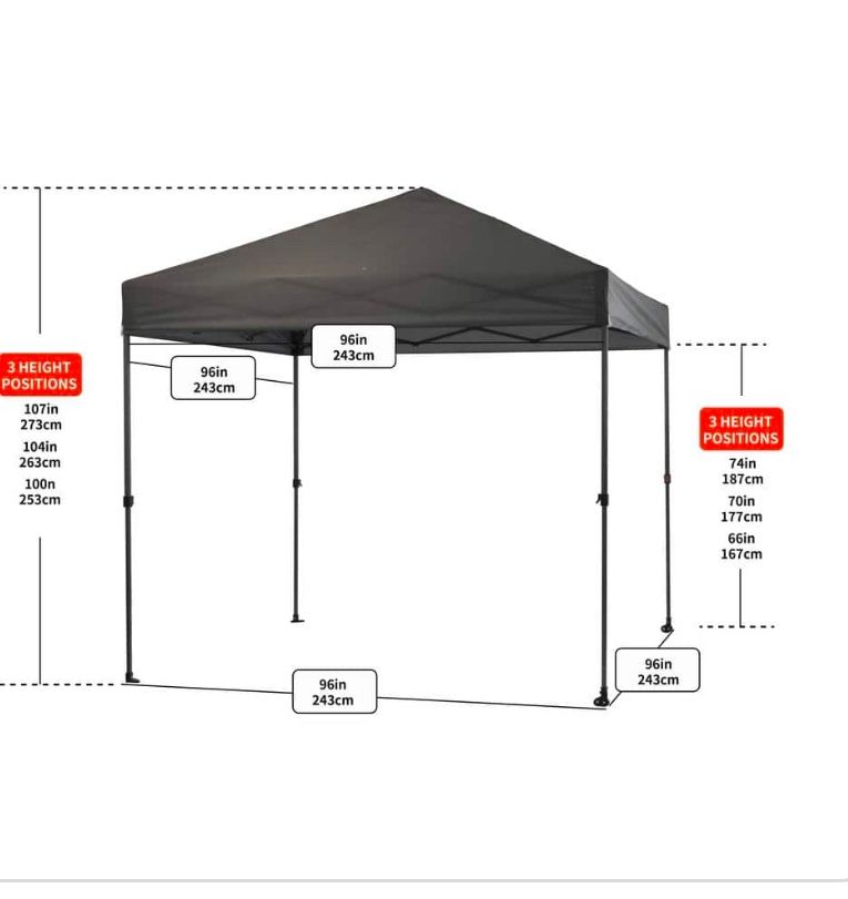 Everbilt 8 ft. X 8 ft. Grey Straight Leg Instant Canopy Pop Up Tent Sto-N-Go