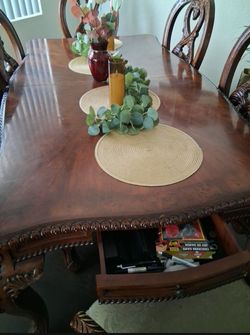 Red wood dinning table