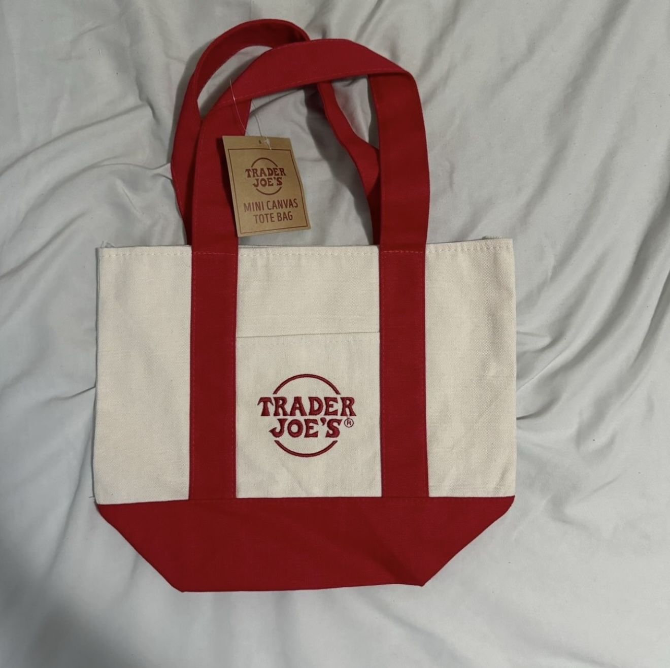 Trader Joe’s Red Mini Canvas Tote Bag New