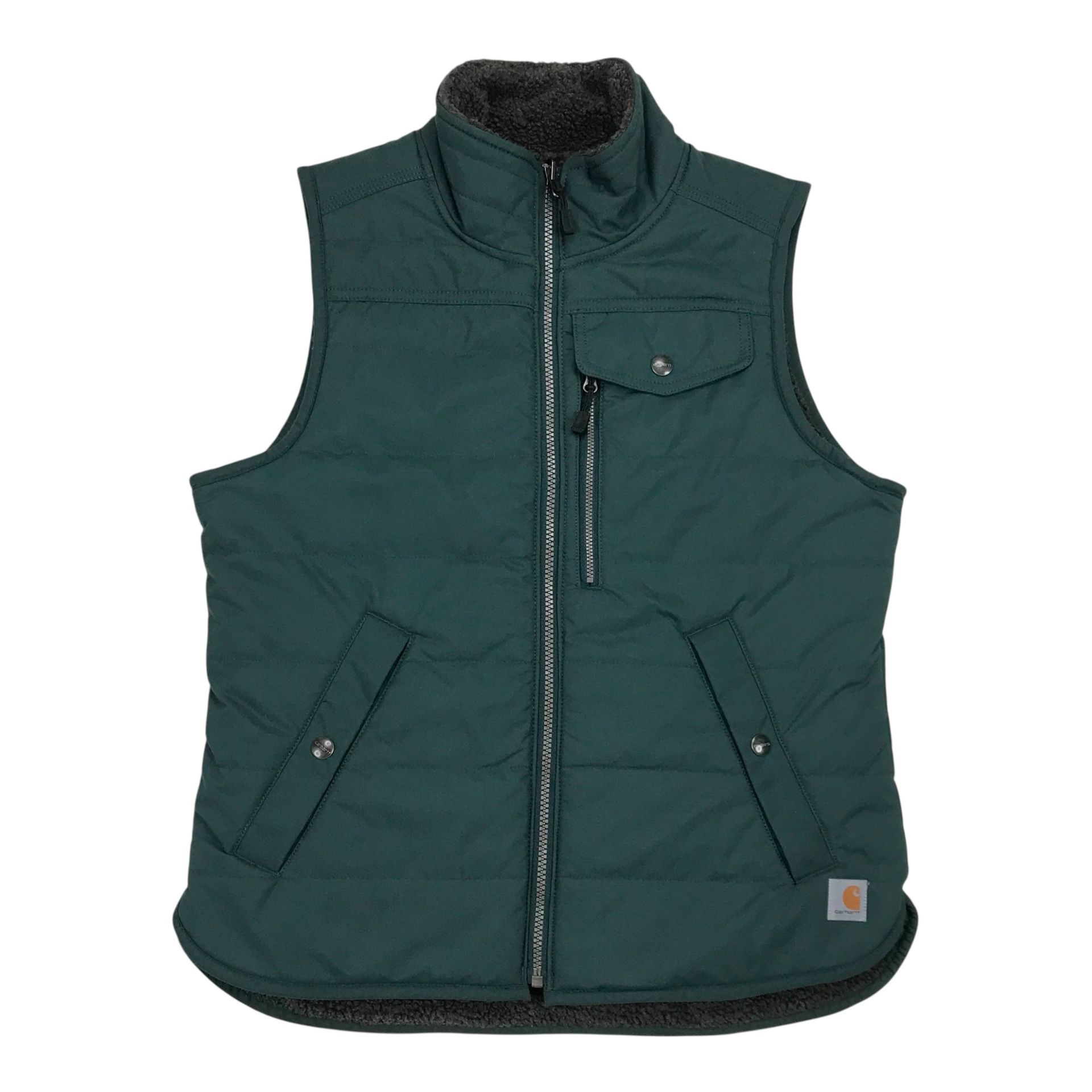 Carhartt Reversible Sherpa Utility Vest Womens Small S Green Jacket Zip