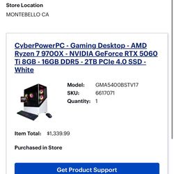 CyberPower Gaming PC AMD ryzen 9700x Gtx 5060 Ti