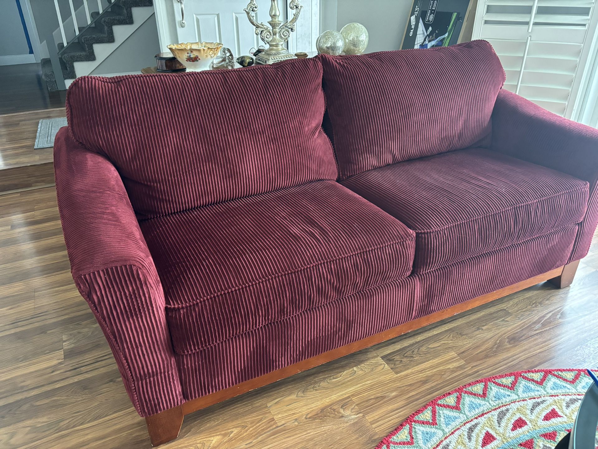 Red corduroy couch