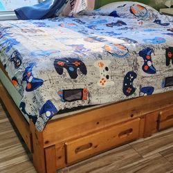 Full Size Bed Frame With Drawers  And Desk