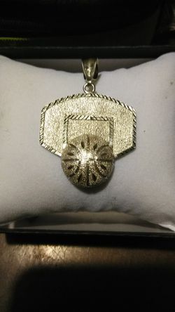 Nice real silver diamond cut charm basketball style stamped 925