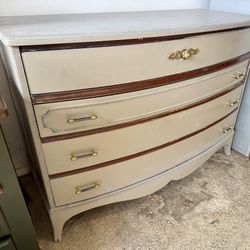 Antique Painted Mahogany Bow Front 4 Drawer Dresser