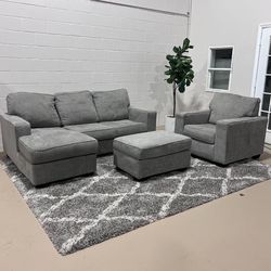 Cozy Gray Sectional w/ chair & ottoman  🚛 Delivery Available