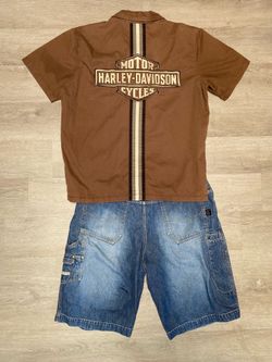 Vintage outfit Harley Davidson and y2k Jorts