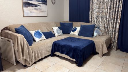 Tan Sectional sofa with covers