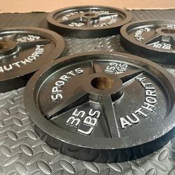 Vintage/Reconditioned Olympic  Weights Plates  SPORT AUTHORITY : 45s, 35s, 25s, 10s & 5s . Brute#240