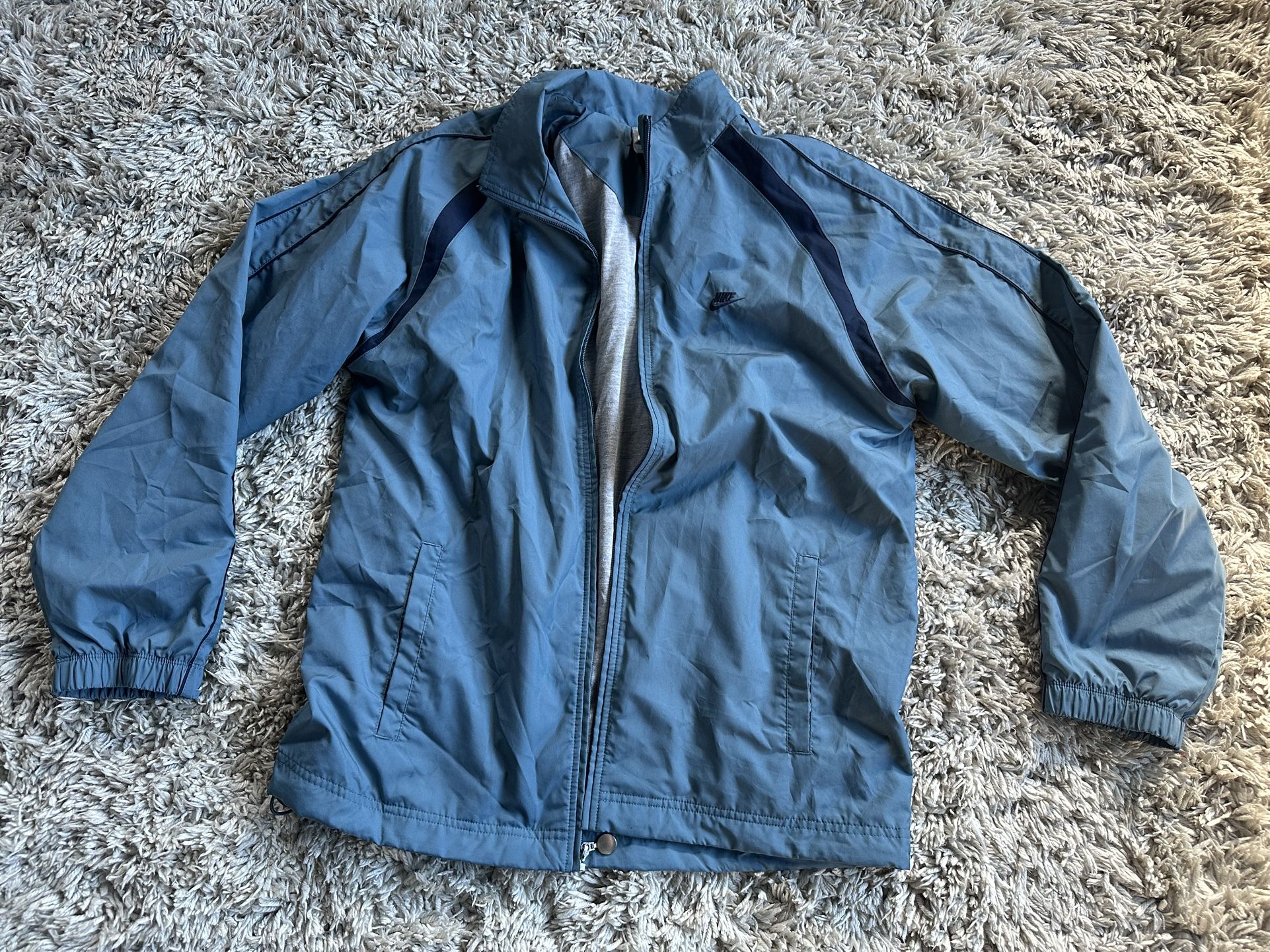 Nike Windbreaker Polyester Jacket Blue Mens L Large