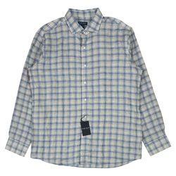 Peter Millar Ravello Linen Sport Shirt Mens XL Blue Button Down Plaid NEW!