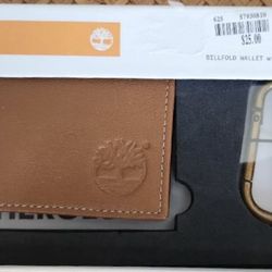 Timberland Men's Genuine Leather Bifold Wallet with Leather Key FOB