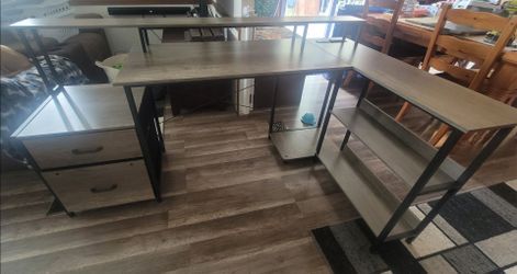 L shape reversible desk
