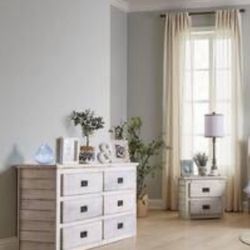 Waly 2- Piece White and Gray Wood Bedroom Dresser Night Stand Set