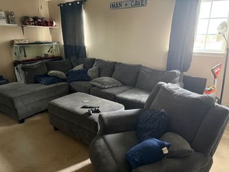 Gray Sectional Sofa with Ottoman
