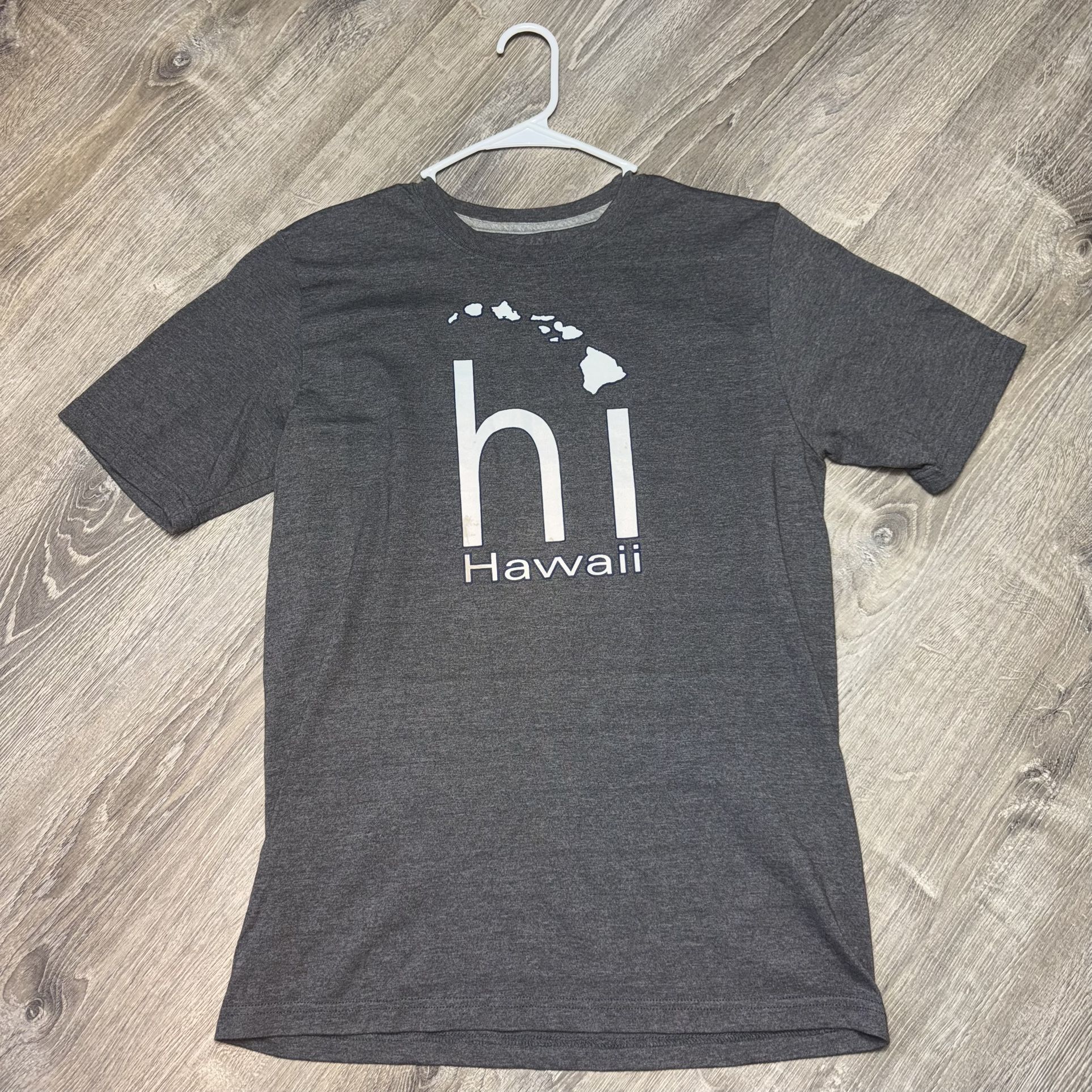 Hawaii Graphic Tee “hi” Islands Print Shirt Size M – Gray Short Sleeve