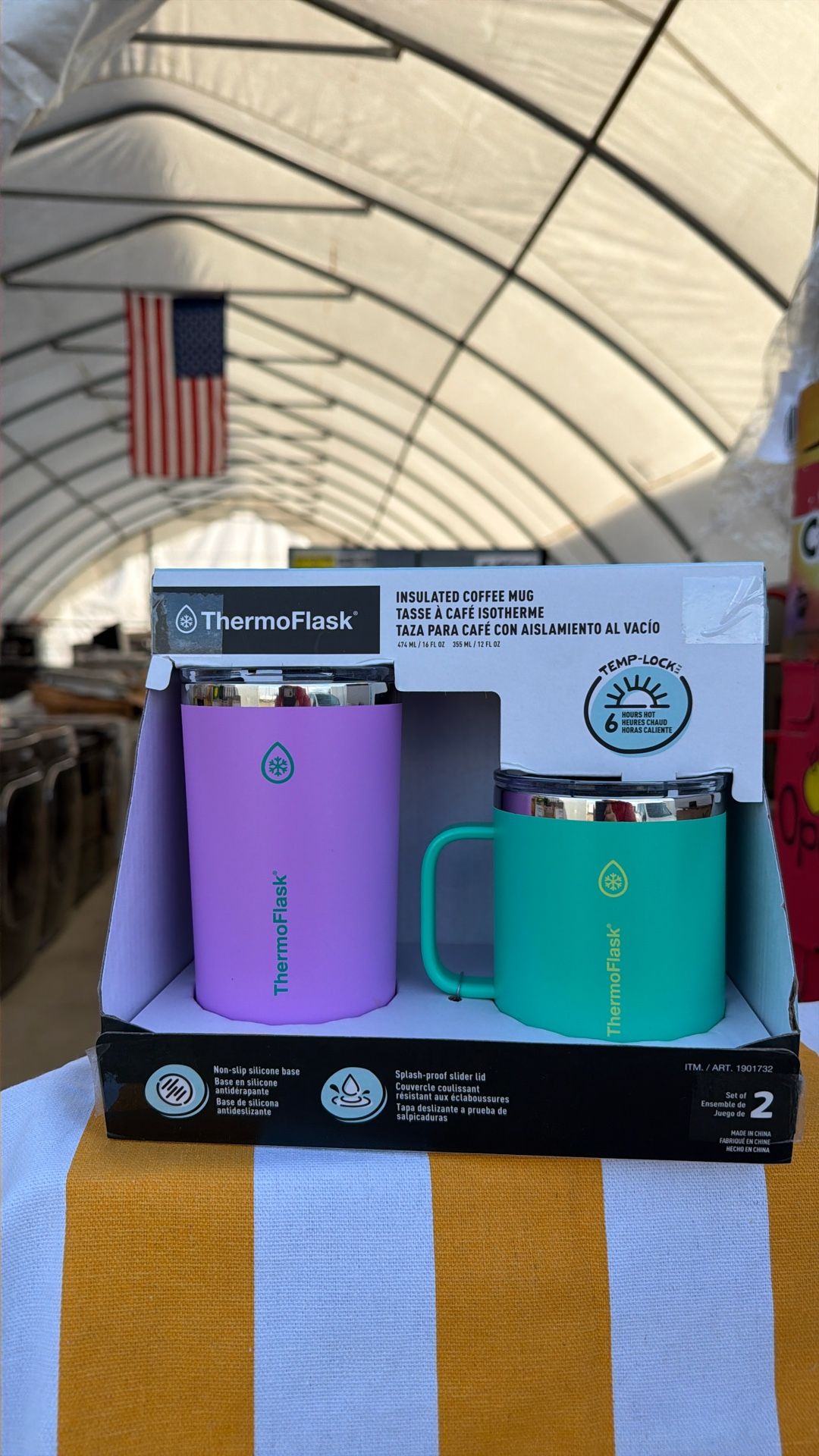 π₯ ThermoFlask Insulated Coffee Mugs Set of 2 β Purple & Teal (16oz & 12oz) BRAND NEW