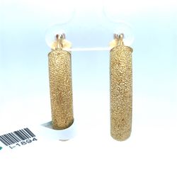 14Kt Yellow Gold Sparkle Cut Hoop Earrings 3.08g 5.8x24 I-1894