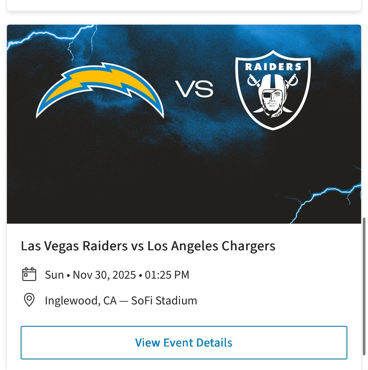Los Angeles Chargers Vs Las Vegas Raiders